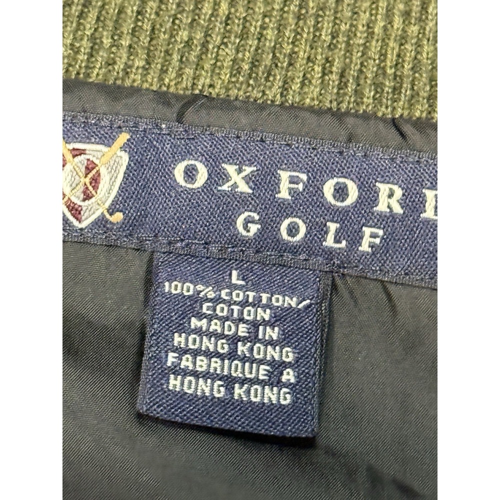 Oxford Golf V-Neck Sweater Men's Size Large Olive Green Embroidered Cursive "R" - Picture 3 of 11